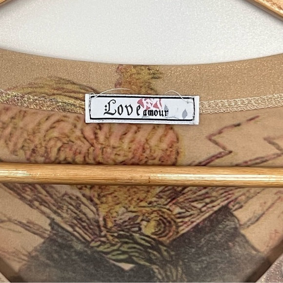 Vintage Art Couture Paris tan and brown long  sleeve top - Picture 6 of 7